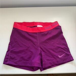 Nike Women's Magenta and Red Athletic Shorts
